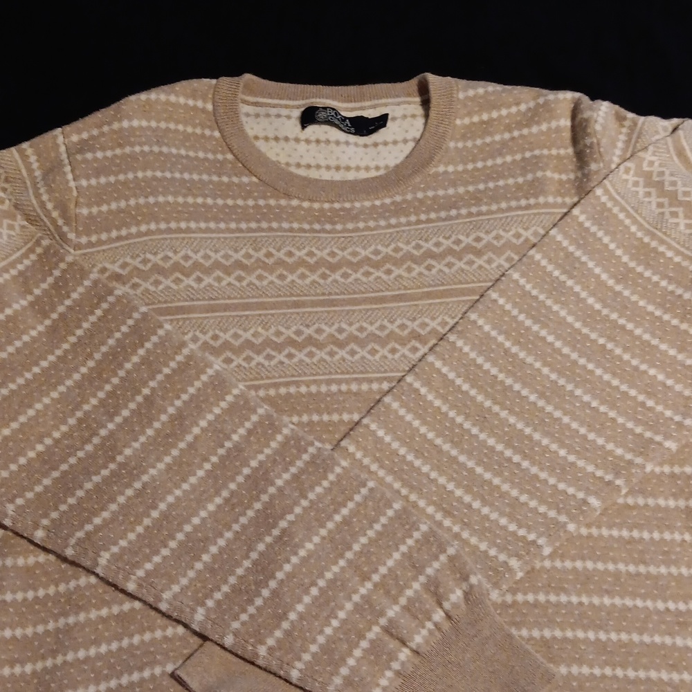 Men's Boca Classics tan and cream sweater sz L